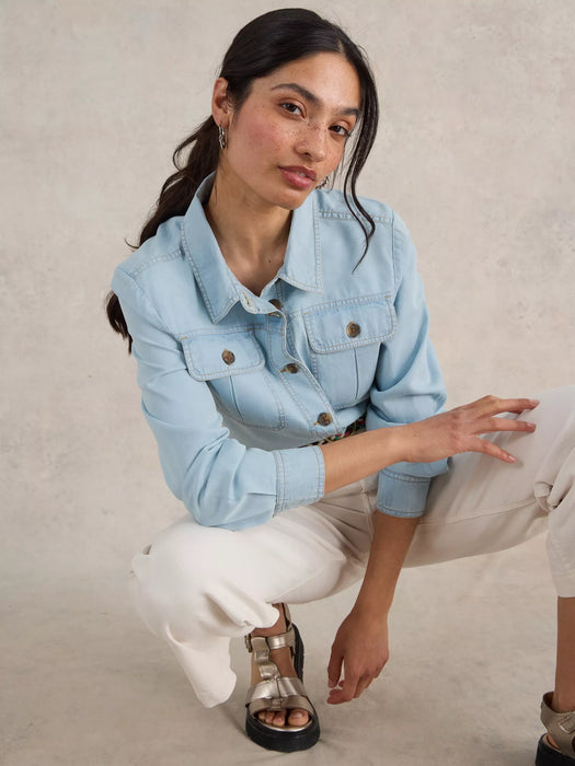 White Stuff Women's Demi Cargo Shirt In Light Denim