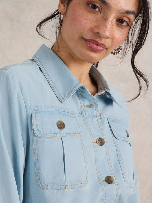 White Stuff Women's Demi Cargo Shirt In Light Denim