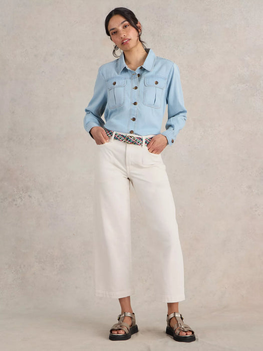 White Stuff Women's Demi Cargo Shirt In Light Denim