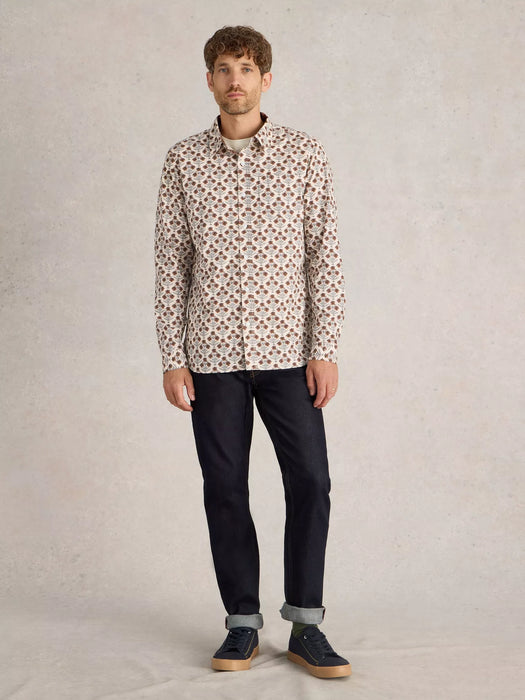 White Stuff Men's Large Dandelion Printed Shirt In Natural Multi