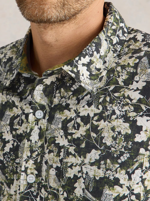 White Stuff Men's Hawthorn Bird Printed Shirt In Black Multi