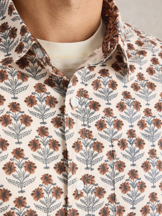 White Stuff Men's Large Dandelion Printed Shirt In Natural Multi