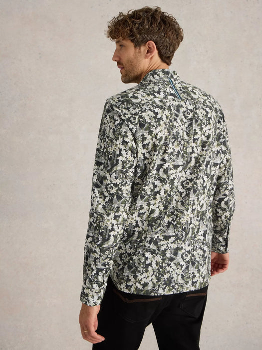 White Stuff Men's Hawthorn Bird Printed Shirt In Black Multi