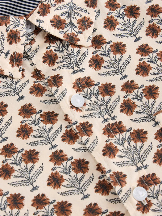 White Stuff Men's Large Dandelion Printed Shirt In Natural Multi