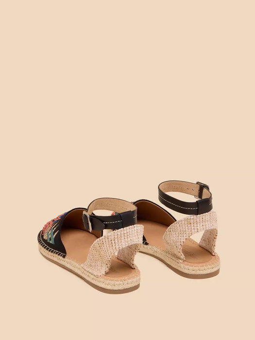 White Stuff Women's Honeysuckle Leaf Espadrille -  Black Multi