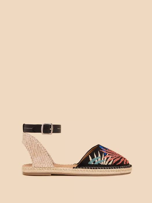 White Stuff Women's Honeysuckle Leaf Espadrille -  Black Multi