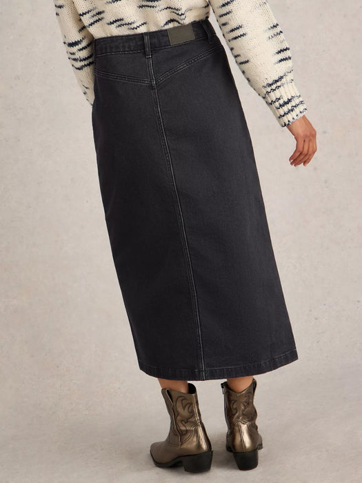 White Stuff Women's Colleen Denim Midi Skirt In Black Denim