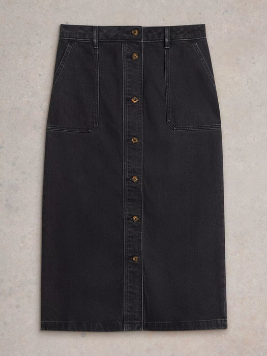 White Stuff Women's Colleen Denim Midi Skirt In Black Denim