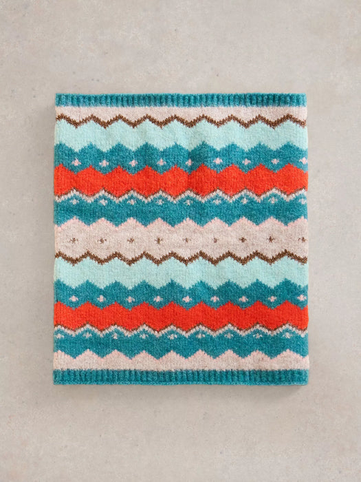 White Stuff Women's Zig Zag Fairisle Snood In Teal Multi