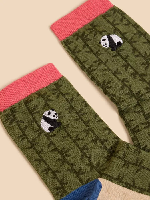 White Stuff Women's Embroidered Panda Ankle Sock