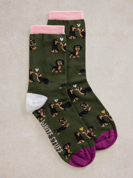 White Stuff Women's Kissing Sausage Dog Ankle Sock