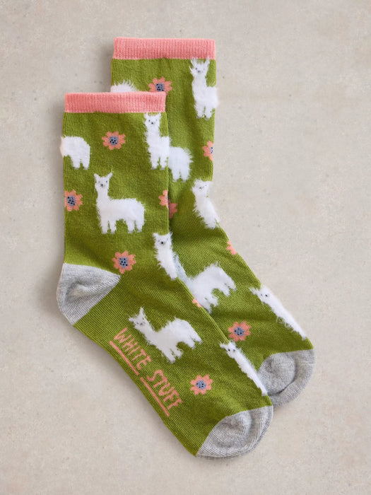 White Stuff Women's Fluffy Llama Ankle Sock