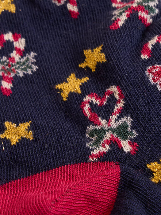 White Stuff Women's Candy Cane Sock In A Cracker In Navy Multi