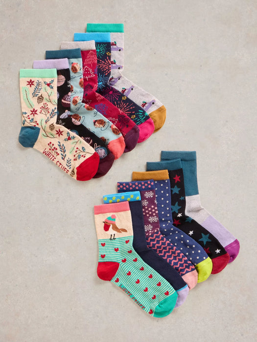 White Stuff Women's 12 Days Women's Sock Advent In Pink Multi