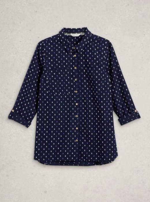 White Stuff Women's Sophie Longline Shirt In Navy Multi