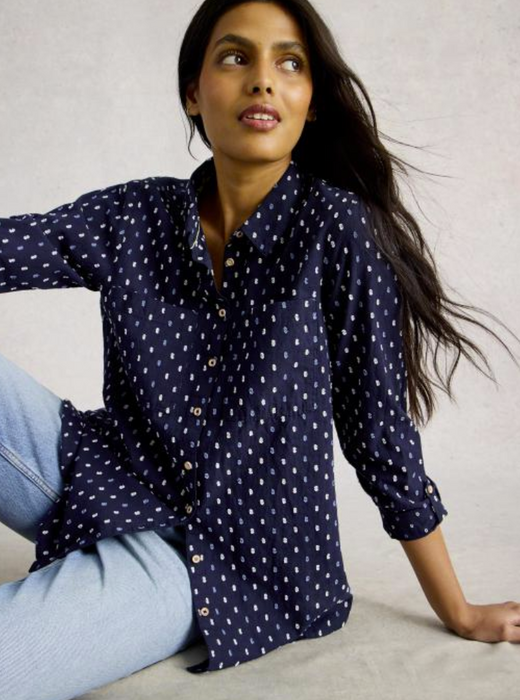 White Stuff Women's Sophie Longline Shirt In Navy Multi