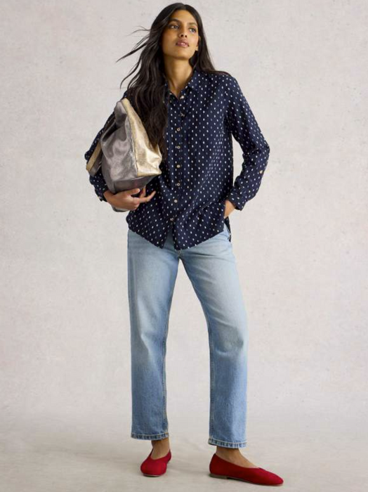 White Stuff Women's Sophie Longline Shirt In Navy Multi