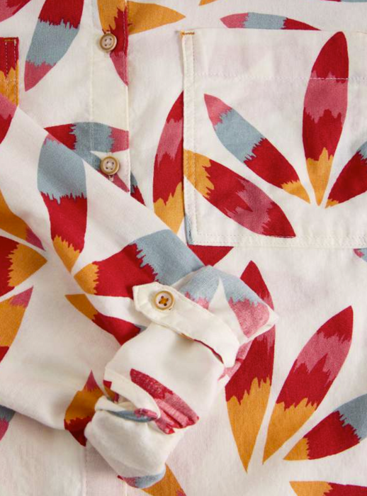 White Stuff Women's Sophie Long Sleeve Organic Cotton Shirt In Ivory Print