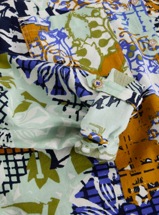 White Stuff Women's Sophie Long Sleeve Organic Cotton Shirt In Navy Print