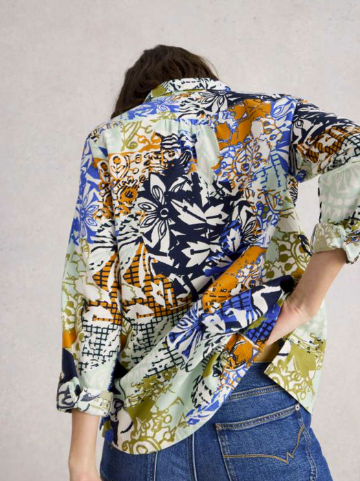 White Stuff Women's Sophie Long Sleeve Organic Cotton Shirt In Navy Print