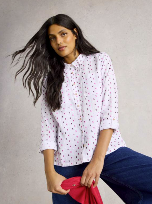White Stuff Women's Sophie Organic Cotton Shirt In White Multi