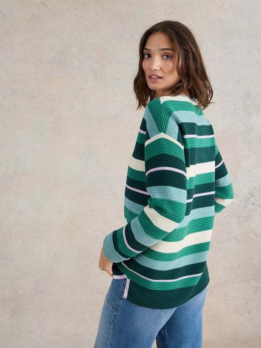 White Stuff Women's Jana Striper Jumper In Green Multi