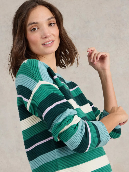 White Stuff Women's Jana Striper Jumper In Green Multi