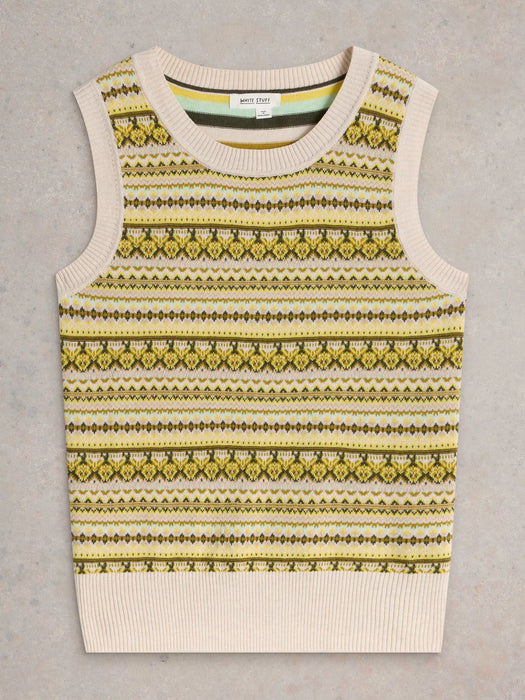 White Stuff Women's Fairisle Stripe Tank In Chartreuse Multi