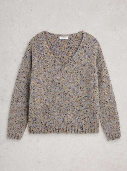 White Stuff Women's Texture V Neck In Light Natural