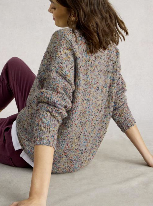 White Stuff Women's Texture V Neck In Light Natural