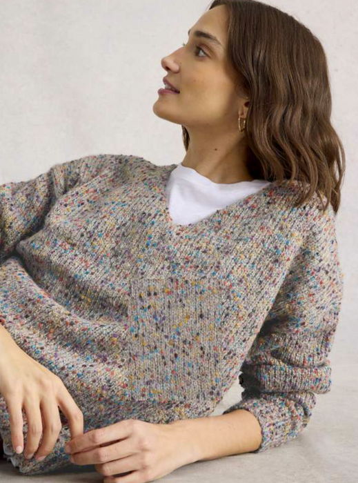 White Stuff Women's Texture V Neck In Light Natural