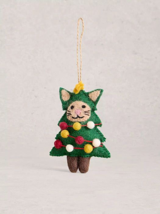 White Stuff Tree Cat Hanging Decoration