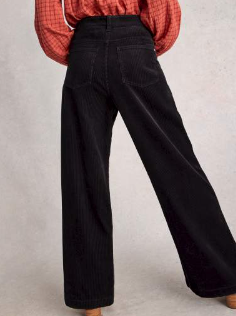 White Stuff Women's Tia Velvet Wide Leg Crop In Pure Black