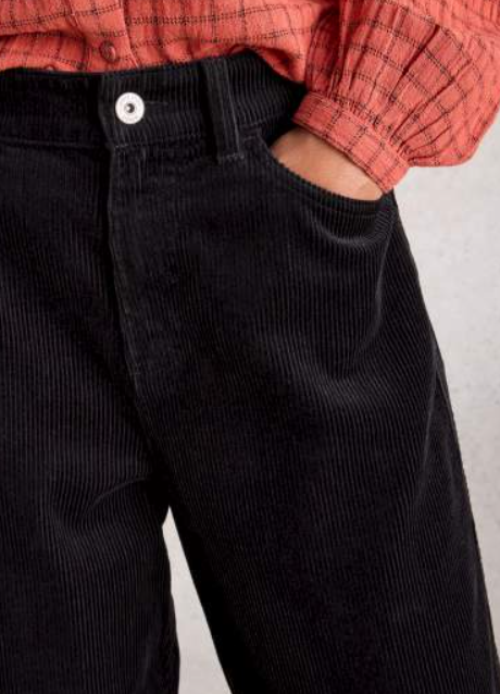 White Stuff Women's Tia Velvet Wide Leg Crop In Pure Black