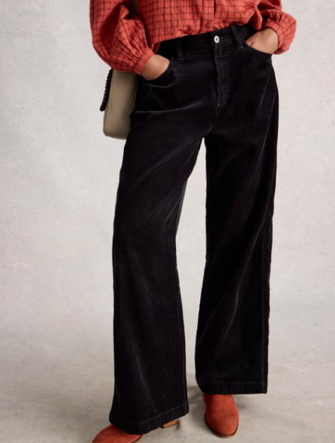 White Stuff Women's Tia Velvet Wide Leg Crop In Pure Black