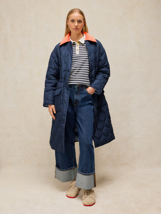 White Stuff Waverley Puffer Coat In Dark Navy