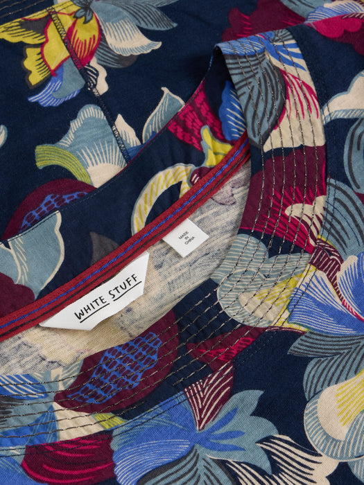 White Stuff Women's Weaver Long Sleeve Tee In  Navy Print