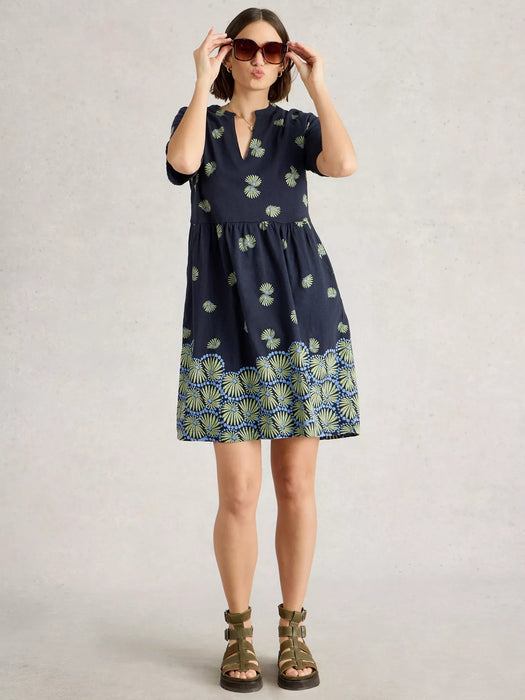 White Stuff Women's Thea Short Sleeve Jersey Dress In Navy Print