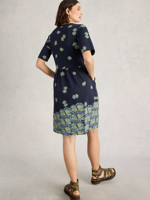 White Stuff Women's Thea Short Sleeve Jersey Dress In Navy Print