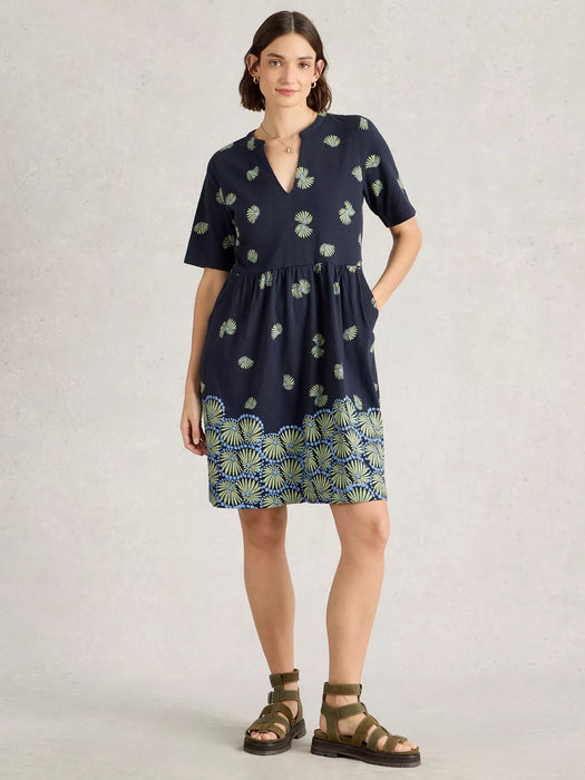 White Stuff Women's Thea Short Sleeve Jersey Dress In Navy Print