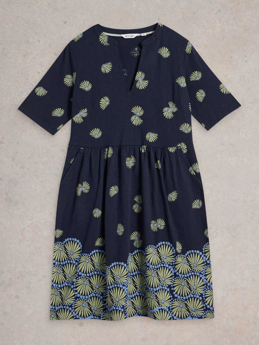 White Stuff Women's Thea Short Sleeve Jersey Dress In Navy Print