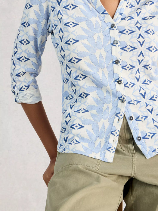 White Stuff Women's Annie Collared Jersey Shirt In Blue Multi