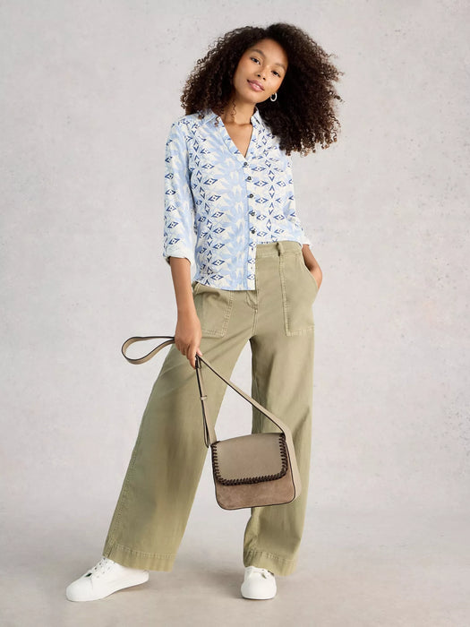 White Stuff Women's Annie Collared Jersey Shirt In Blue Multi