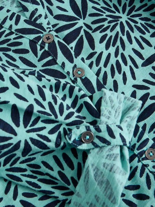 White Stuff Women's Annie Collared Jersey Shirt In Teal Print