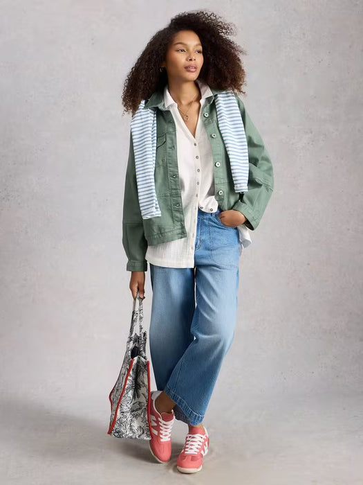 White Stuff Women's Annie Double Cloth Collard Longline In Brilliant White