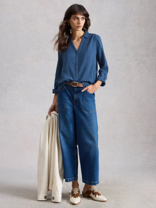 White Stuff Women's Annie Double Cloth In Dark Blue