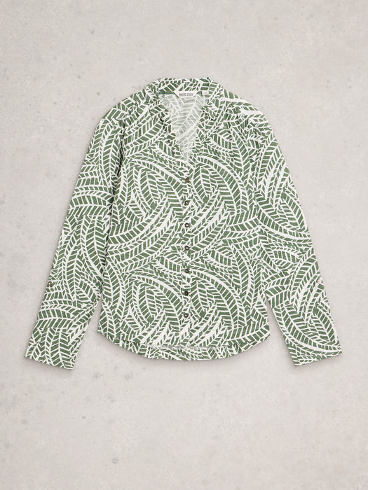 White Stuff Women's Annie Jersey Shirt In Green Print