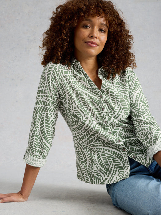 White Stuff Women's Annie Jersey Shirt In Green Print