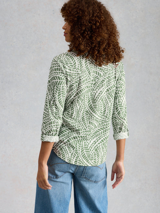 White Stuff Women's Annie Jersey Shirt In Green Print