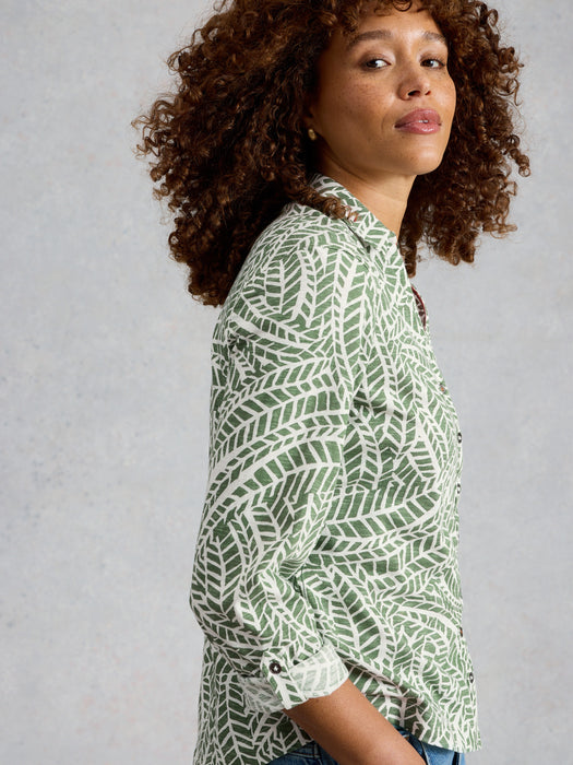 White Stuff Women's Annie Jersey Shirt In Green Print